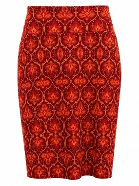 NWT Pencil Skirt 2XL Red Orange Print Business Casual Work Plus Size